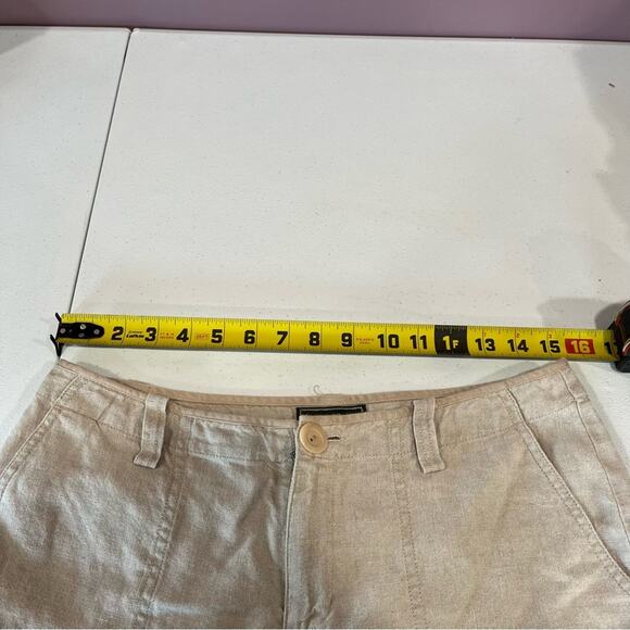 Eddie Bauer 100% Linen Tan Oatmeal Cropped Flowy Pants - Picture 6 of 7